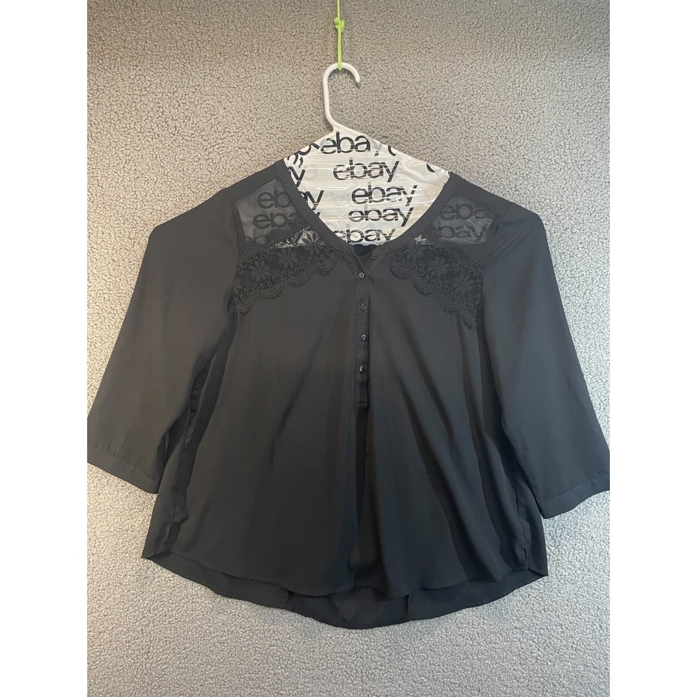 American Eagle Women's‎ Sheer 3/4 Tunic, Lace Trim Size XL
